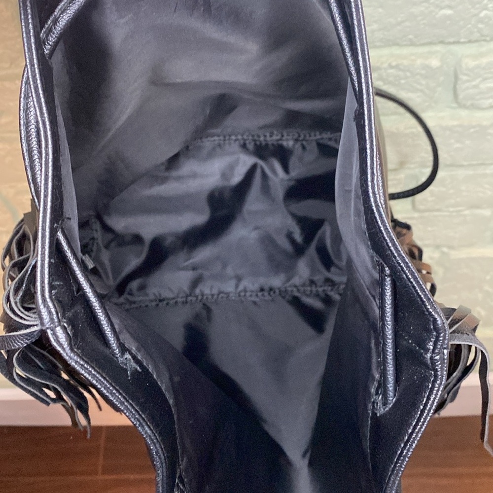 Victoria's Secret Black Backpack with Smooth Leather and Fringe - Picture 5 of 5